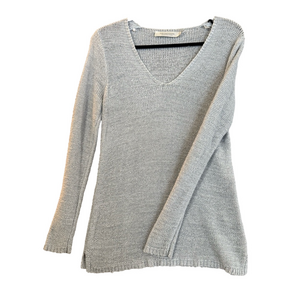 Elegant Gray V Neck Sweater